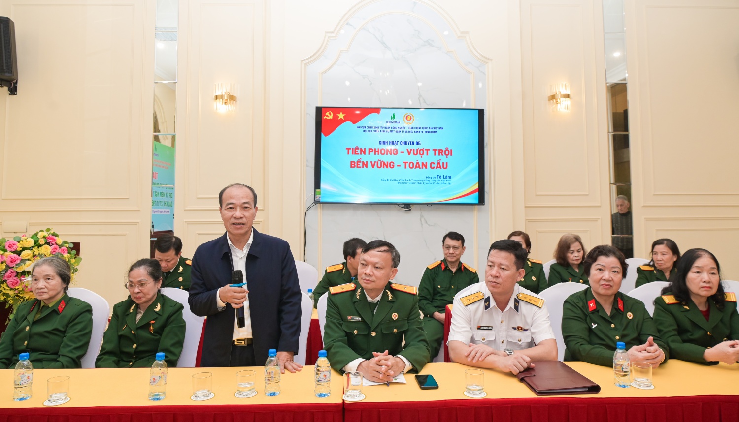 Hội CCB BMQL&ĐH Petrovietnam tổ chức sinh hoạt chuyên đề “Tiên phong - Vượt trội - Bền vững - Toàn cầu””