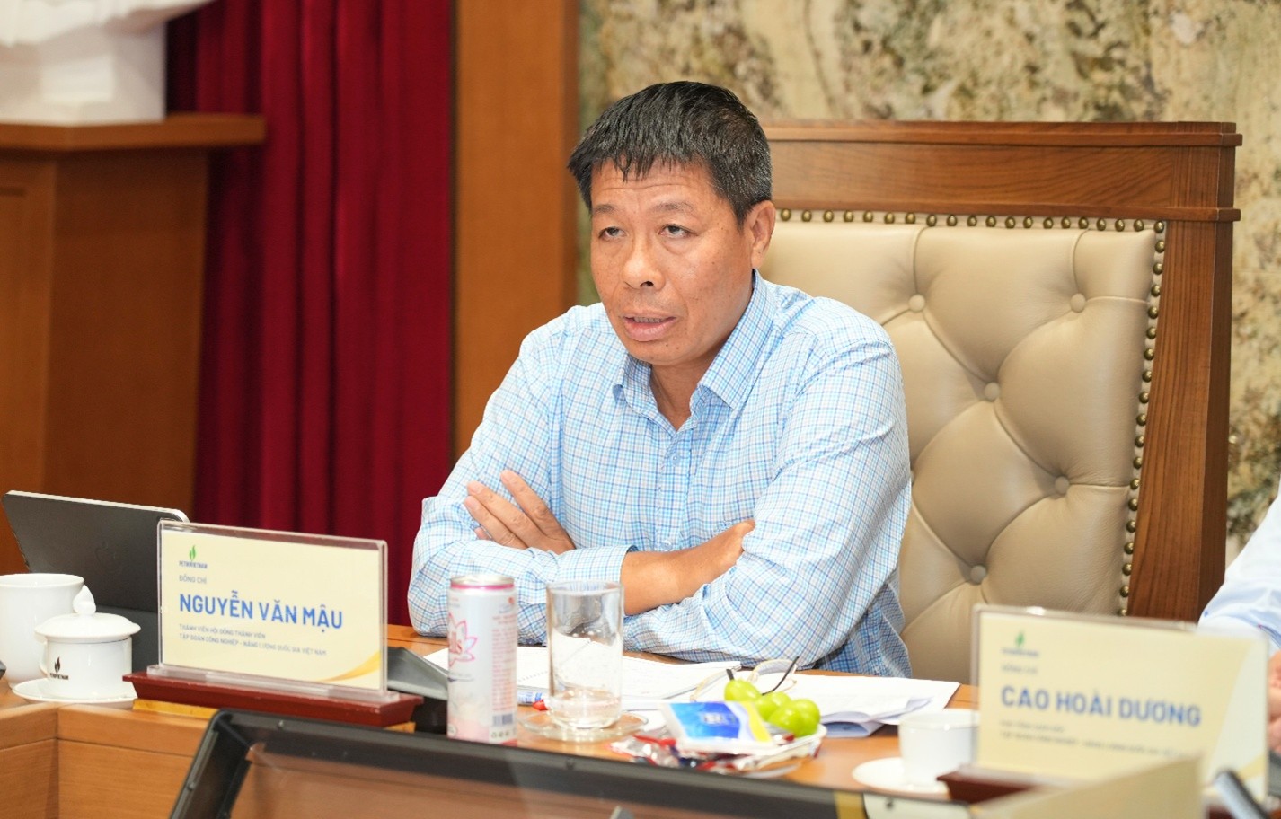Thành viên HĐTV PETROVIETNAM Nguyễn Văn Mậu phát biểu tại cuộc họp