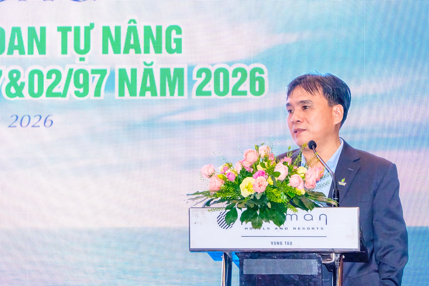 Ông Nguyễn Xuân Cường - Tổng Giám đốc PV Drilling phát biểu tại lễ ký hợp đồng cung cấp dịch vụ cho thuê giàn khoan cho Chi nhánh PVEP-HCM.