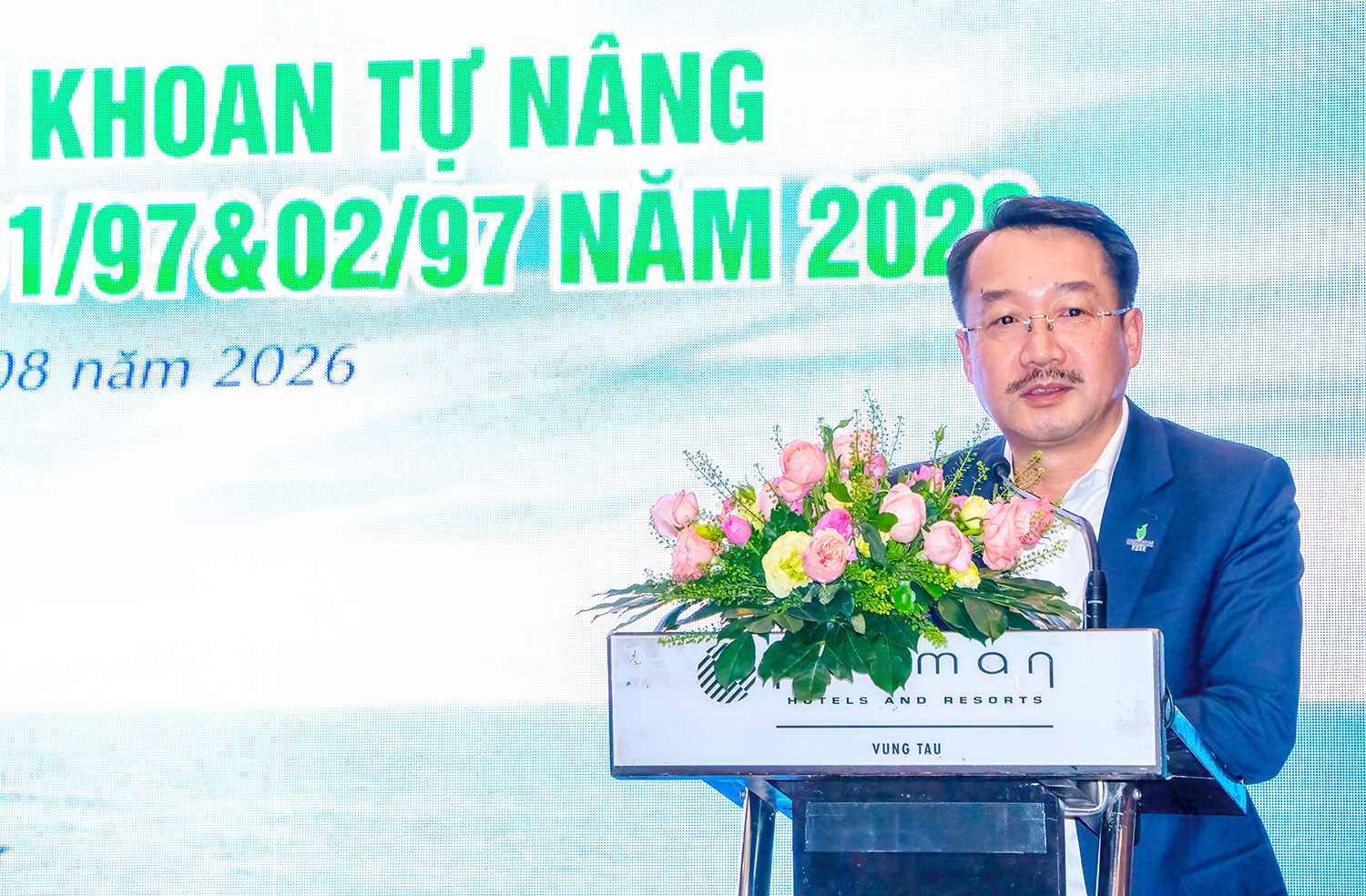 Ông Nguyễn Thiện Bảo - Tổng Giám đốc PVEP phát biểu tại lễ ký hợp đồng.