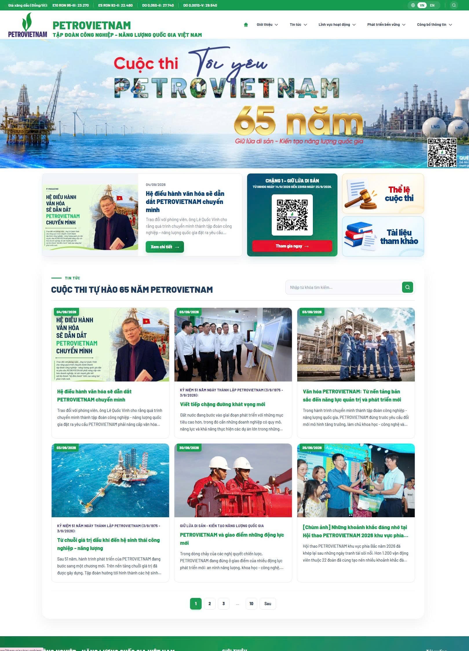Chuyên mục của cuộc thi Tôi yêu Petrovietnam đã được đưa lên trang web chính thức của Petrovietnam