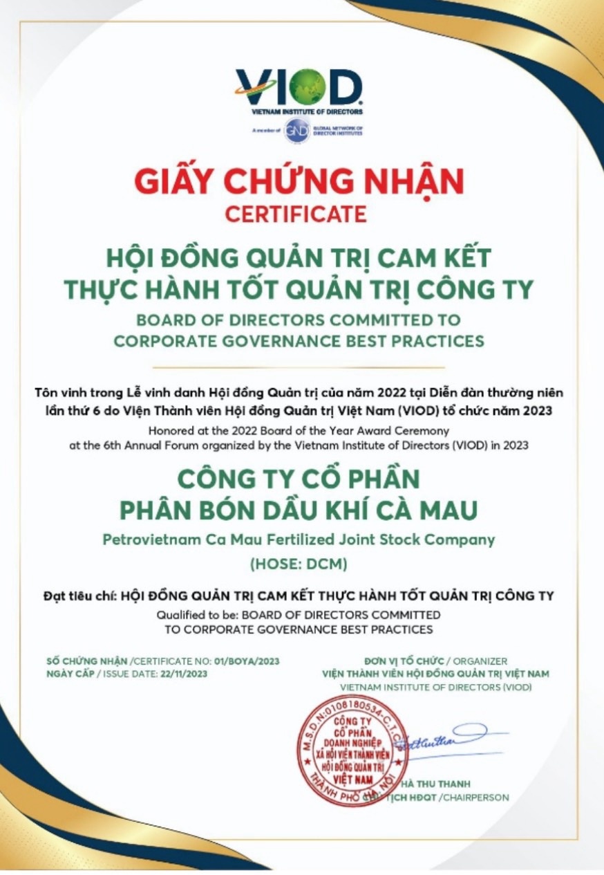 Hội đồng quản trị PVCFC cam kết thực hành tốt quản trị công ty Hội đồng quản trị PVCFC cam kết thực hành tốt quản trị công ty