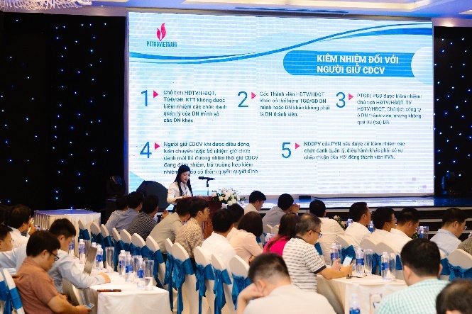 Petrovietnam tổ chức tập huấn phổ biến quy chế quản lý người giữ chức danh, chức vụ và người đại diện phần vốn của Tập đoàn tại các doanh nghiệp khác Petrovietnam tổ chức tập huấn phổ biến quy chế quản lý người giữ chức danh, chức vụ và người đại diện phần vốn của Tập đoàn tại các doanh nghiệp khác