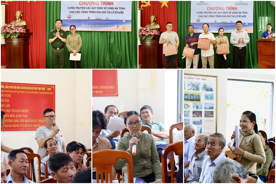 Petrovietnam và Bộ Tư lệnh Bộ đội Biên phòng tuyên truyền bảo vệ an ninh, an toàn các công trình dầu khí tại Lô 01&02 Petrovietnam tuyên truyền về vùng an toàn cho các công trình dầu khí lô 01&02