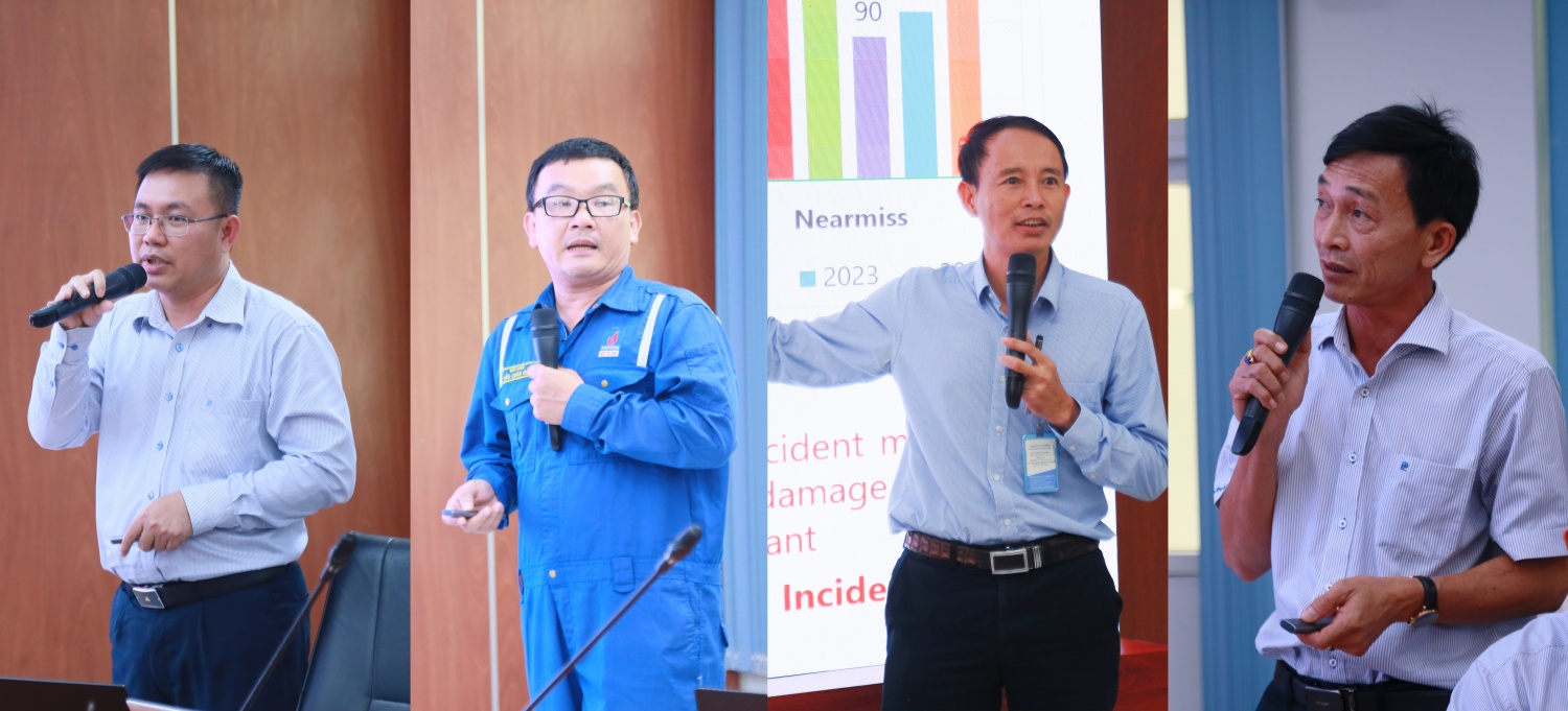 Đại diện các Ban chức năng báo cáo, trình bày các chủ đề liên quan đến công tác an toàn của NMLD Dung Quất. Đại diện các Ban chức năng báo cáo, trình bày các chủ đề liên quan đến công tác an toàn của NMLD Dung Quất.