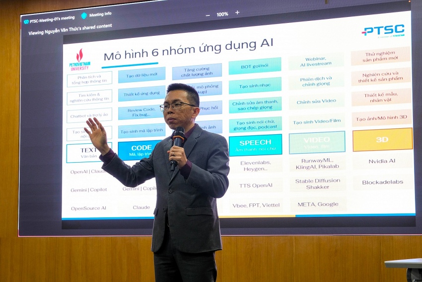 Đoàn thanh niên PTSC  , Hội thảo ứng dụng AI  , nâng cao hiệu suất công việc  , Đoàn Thanh niên Cơ quan Tổng công ty PTSC  , Trường Đại học Dầu khí Việt Nam  , 
